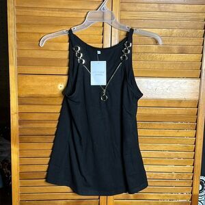 Women's Medium NWT Black Spaghetti Strap Tank Top Shirt